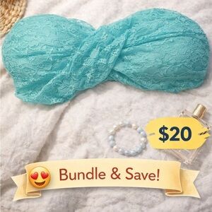 🐬 Joyce Leslie NWT  Turquoise Lace Bandeau Top Size Large 🐬 Women’s